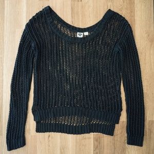 Roxy Black Scoop Neck Knit Sweater | Size Medium
